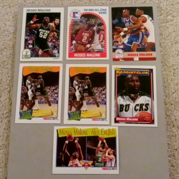 Lot of 33 Moses Malone Hawks, Bucks, and 76ers basketball cards - Picture 2 of 16